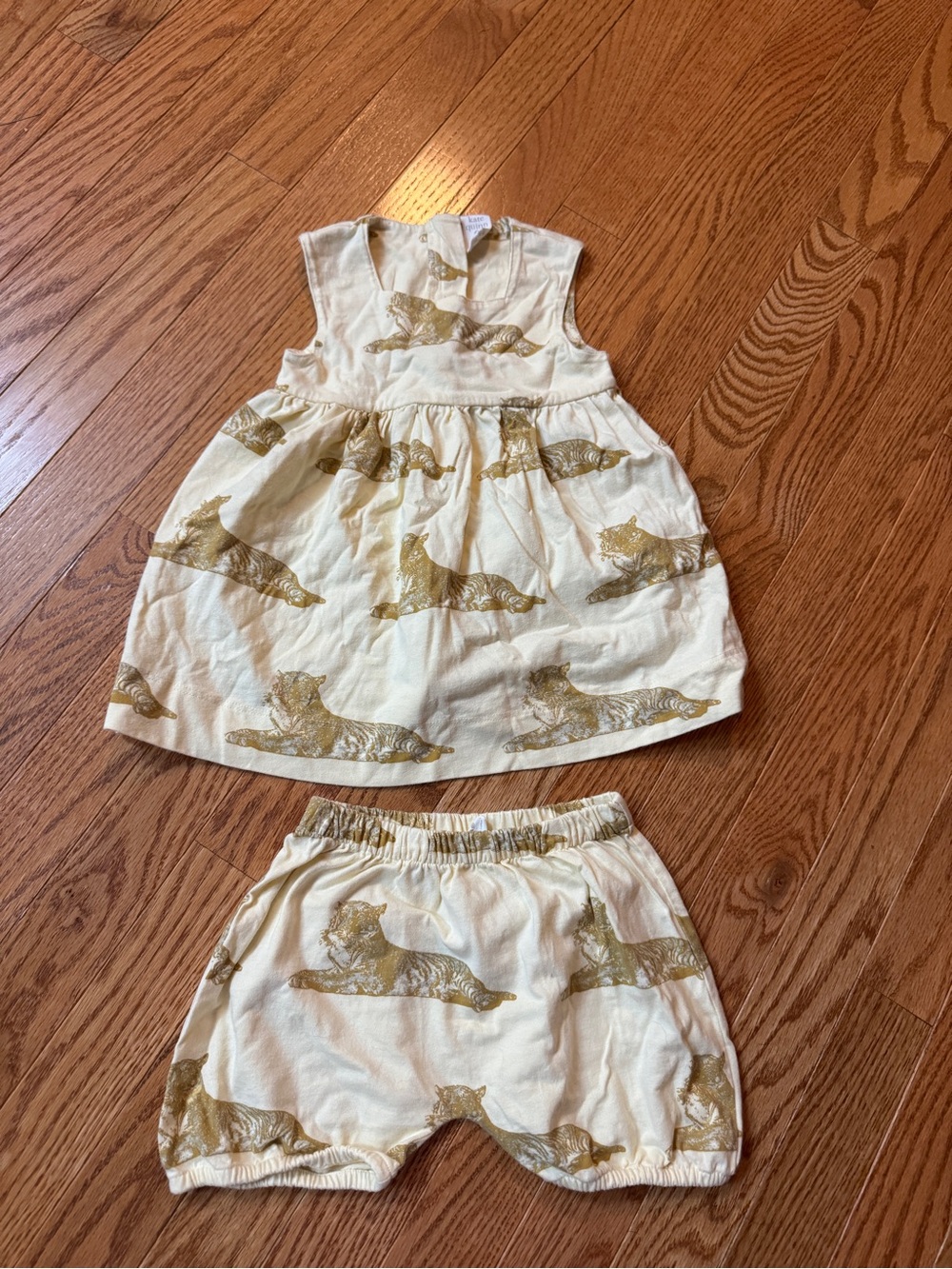 kate quinn Cream Dress and Shorts Set with Gold Tiger Print